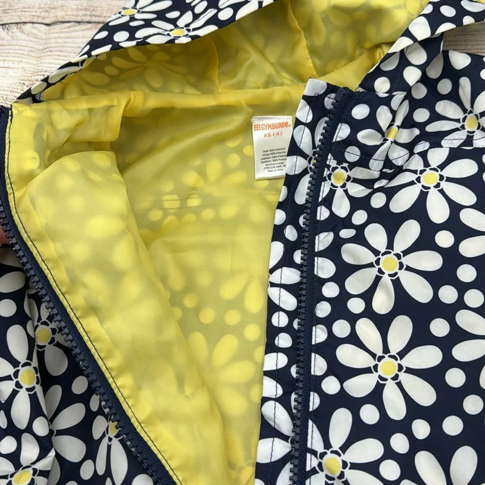 Gymboree Navy Blue White and Yellow Windbreaker Jacket Size XS (4)